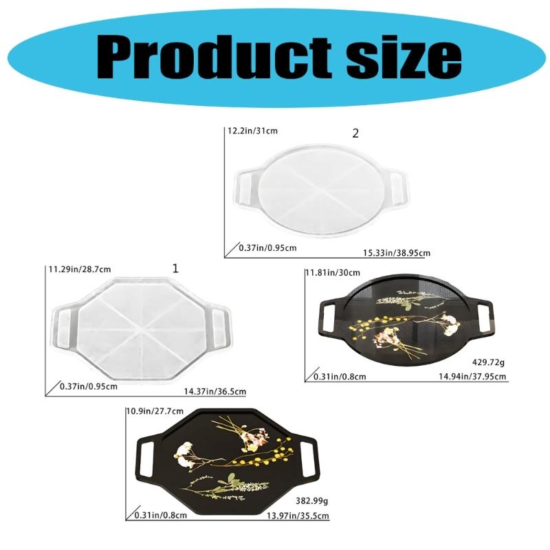 Food Grade Silicone Oval or Octagonal Handle Tray Mold Candy Serving Tray Mold for Resin Crafts and DIY Creation