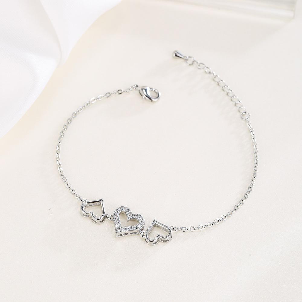 Dobbelt hjertearmbånd damesmykker Nytt tilbehør Peach hjertearmbånd