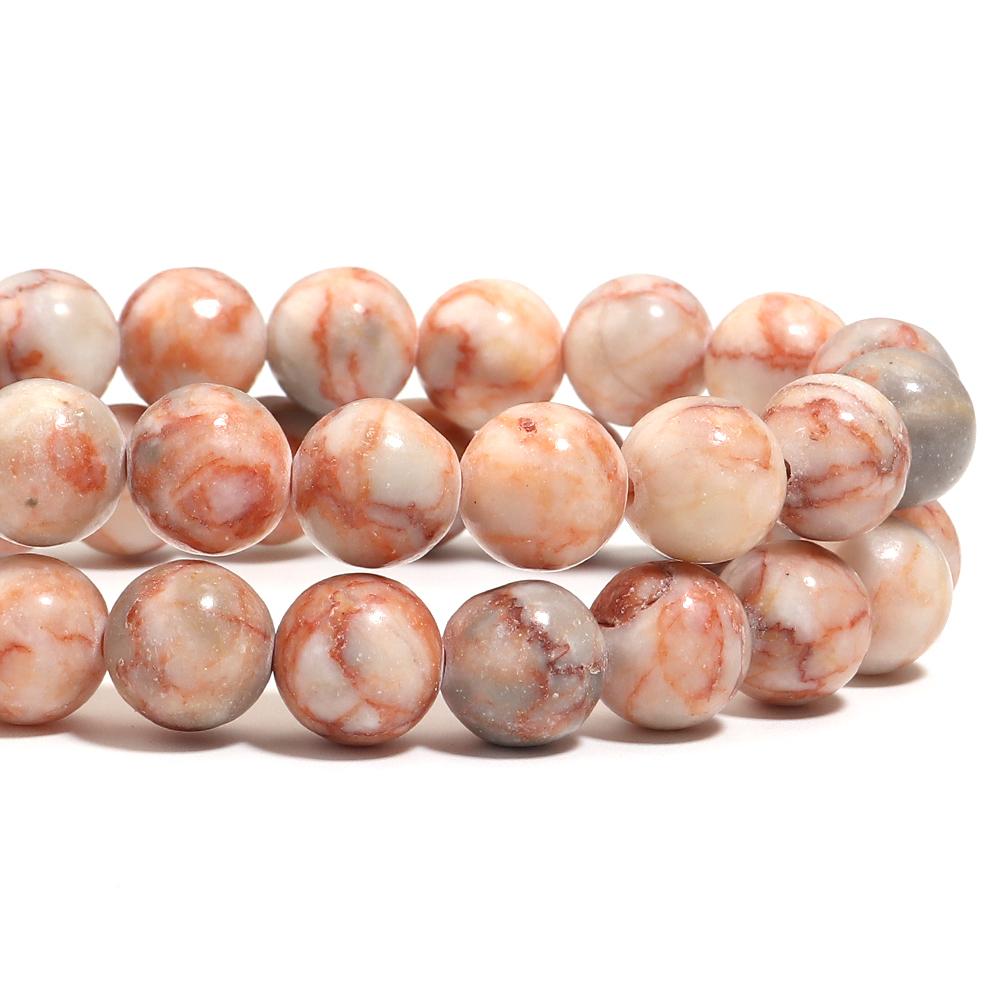 Natural Stone Beads 6 8 10mm Red Web Round Loose Spacer Beads For Jewelry Making DIY Handmade Bracelets Necklace Accessories