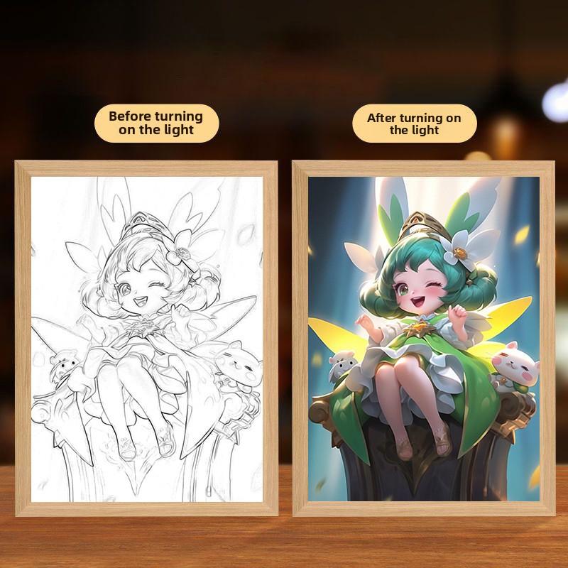 23cm/9.06in Honor Of Kings Light Painting 3D Game Peripherals Led Night Light Bedroom Table Decorate Collectible Party Supplies