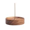 Zen Round North American Walnut Incense Holder with Agarwood Incense Sticks - Chinese Style Solid Wood Household Burner