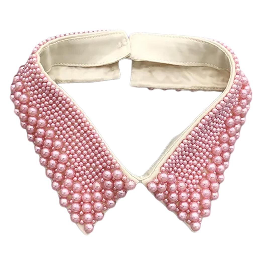 Elegant Imitation Pearls Accented Detachable Faux Collar Enhances Clothing Layers for Women Beaded Bib Choker Neckalce
