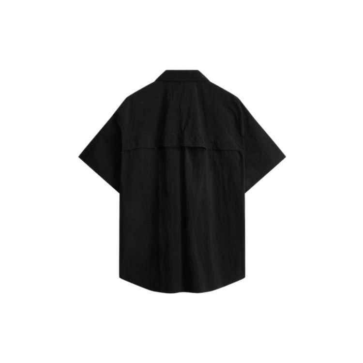 Calvin Klein Solid Color Large Pocket Embroidered Logo Loose Short Sleeve Shirt Men Tops Black J323199-BEH