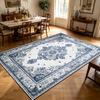 Retro Blue White Persian Living Room Carpet Antiskid Washable Decoration Home Decoration Home Rug Soft Plush Entrance Door Mat