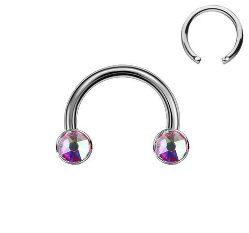 Titanium Horseshoe With Colorful Zirconia - Tkp-005 1.2/10/3