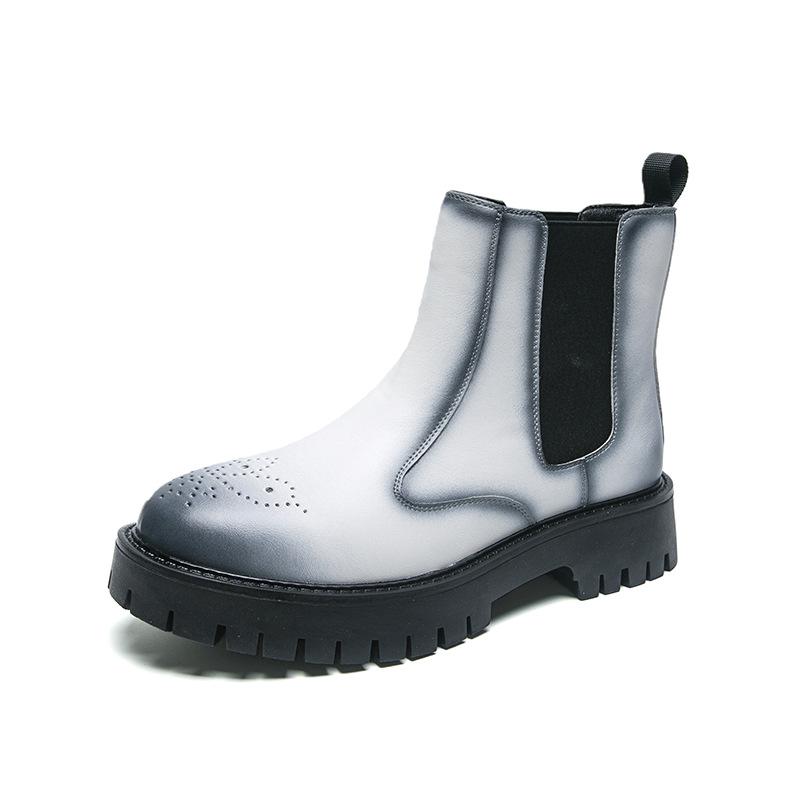 Men s Mid-Top Leather Martin Boots - British Style, Round Toe, Casual or Business Wear, Large Sizes Available 40