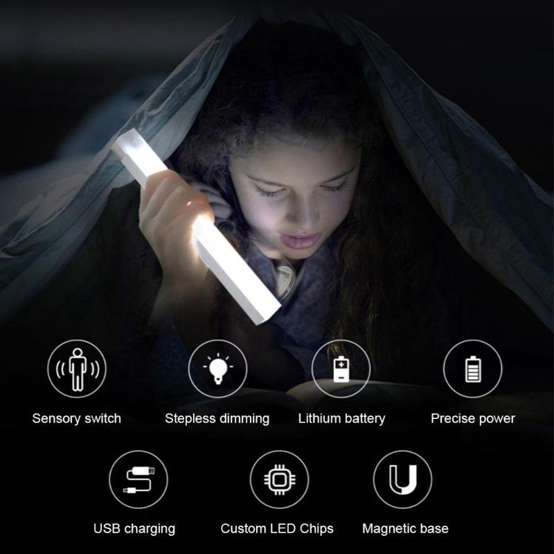 10/20/30/50CM LED Night Light Motion Sensor USB Rechargeable Ultrathin Wireless Wardrobe Kitchen Cabinet Night Light Warm Light