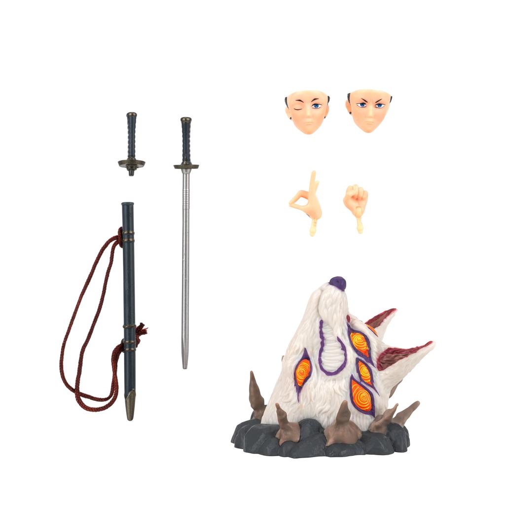 Gesamt Anime AKI Hayakawa Figur mit austauschbarem Alternativteil und Fuchs-Dämon - 6,5 Zoll Gesichtsplatte, Hände, Waffe,