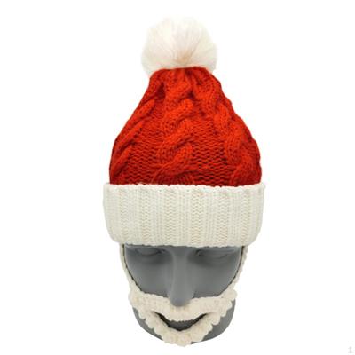 Christmas Winter Knitted Crochet Beanie Santa Hat with Beard Bearded Caps