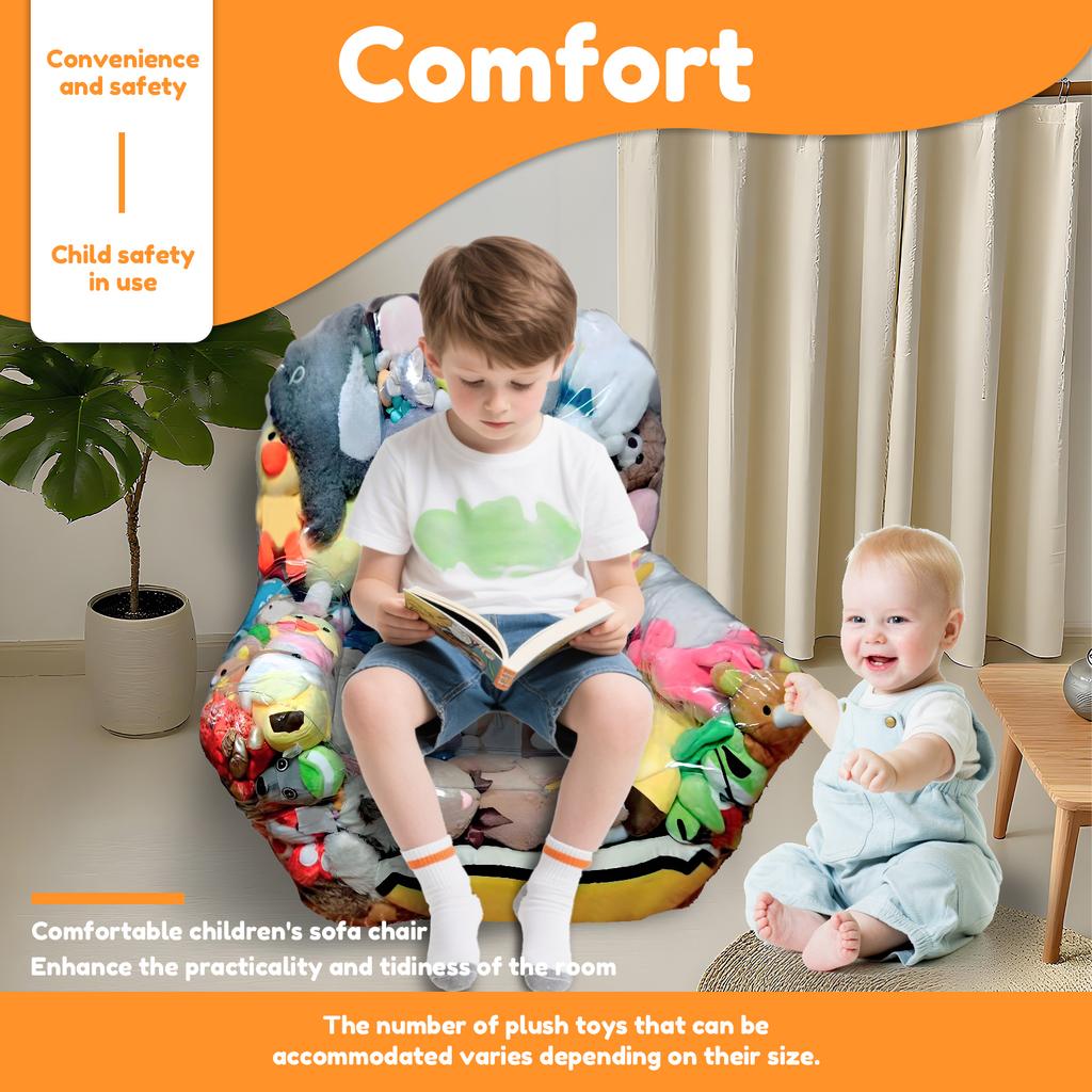 Clear Stuffed Animal Chair Cover PVC Waterproof Plush Toy Seat Cover with Zipper Large Capacity Clothes Doll Storage Organizer