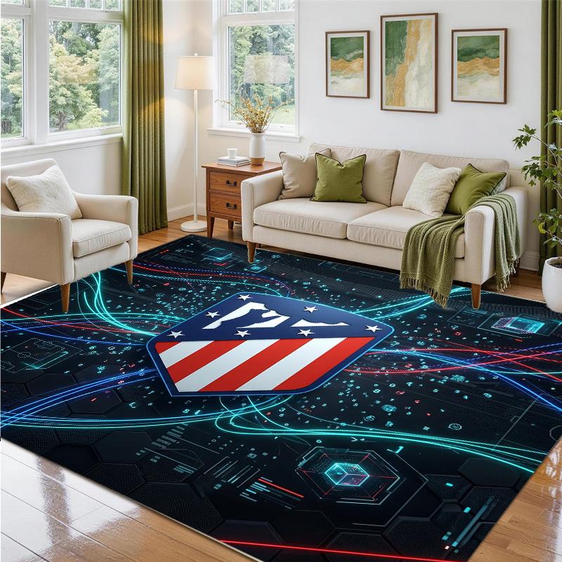 Atletico Madrid Design Crystal Velvet Rug Soft Decorative Mat for Bedroom Entrance