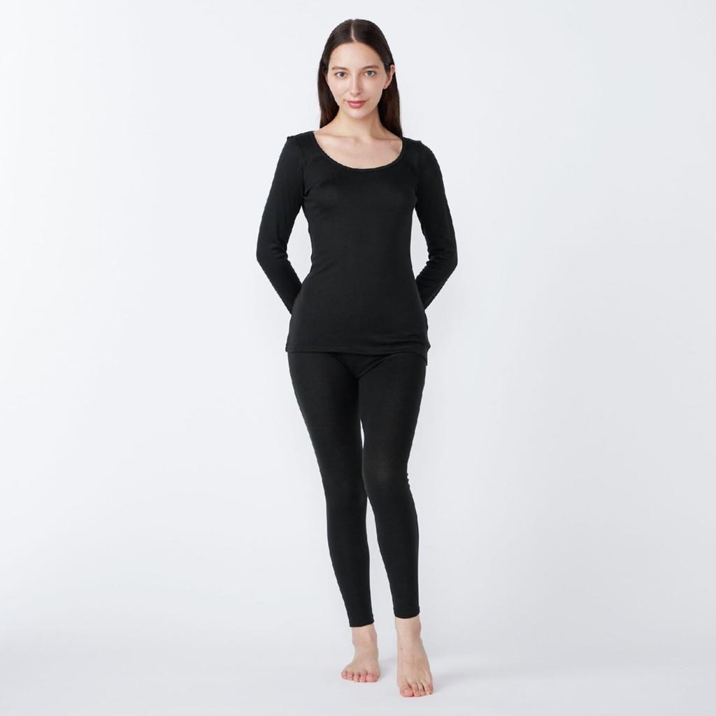 Mizuno Premier Hot Innerwear Breath Medium Thickness for Daily Round Size M Thermo, Use, Neck, 3/4 Sleeve, Heat-Generating Material, Women's, Black,