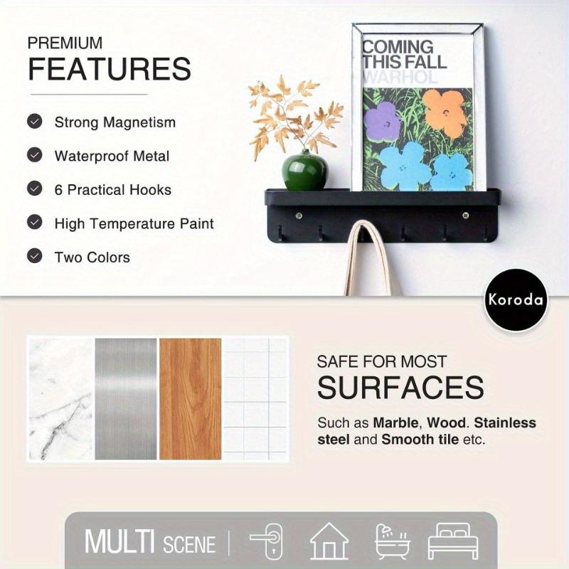 Selbstklebendes Schlüsselbrett Wandaufbewahrungsbox mit Türöffnungskanal und Bürohaken Schwarz Mit Ablagefach