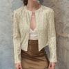 2025 Spring Women's Sequin Cardigan: Versatile Casual Solid Color, Round Neck, Long Sleeve