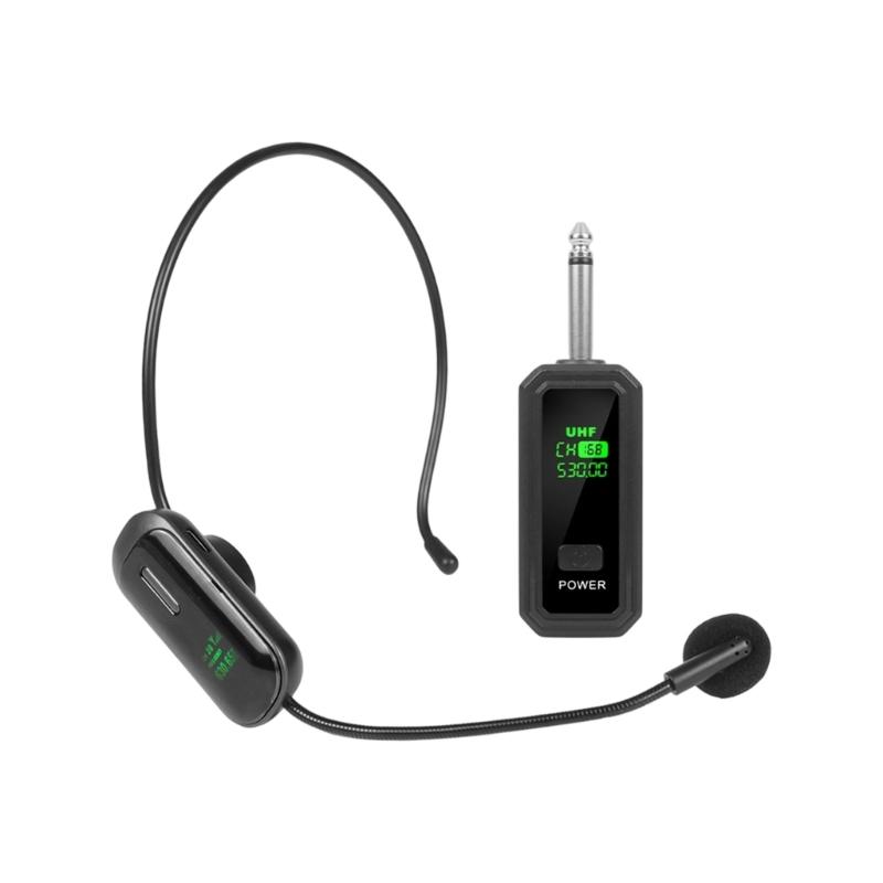 1Set Wireless Headsets Microphones Kit Supporting One Transmitters to Two Receivers for Duet Group Performances