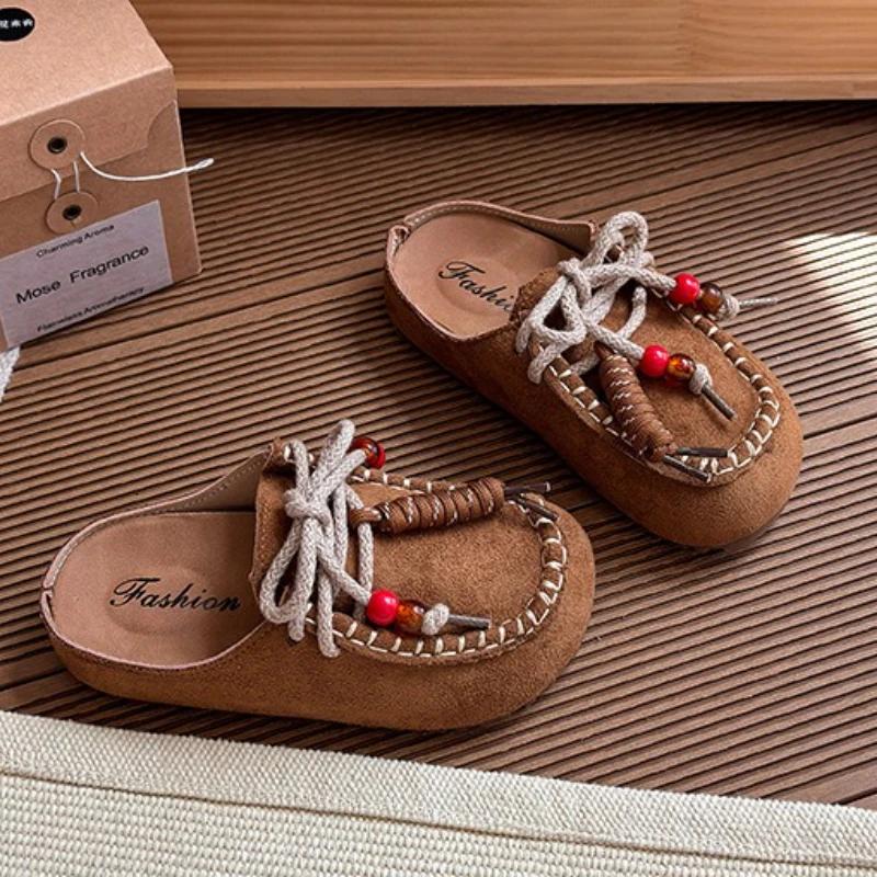 Children Casual Shoes for Girls Autumn New Fashion Korean Style Soft Bottom Anti-slippery Versatile Retro Outside Mules