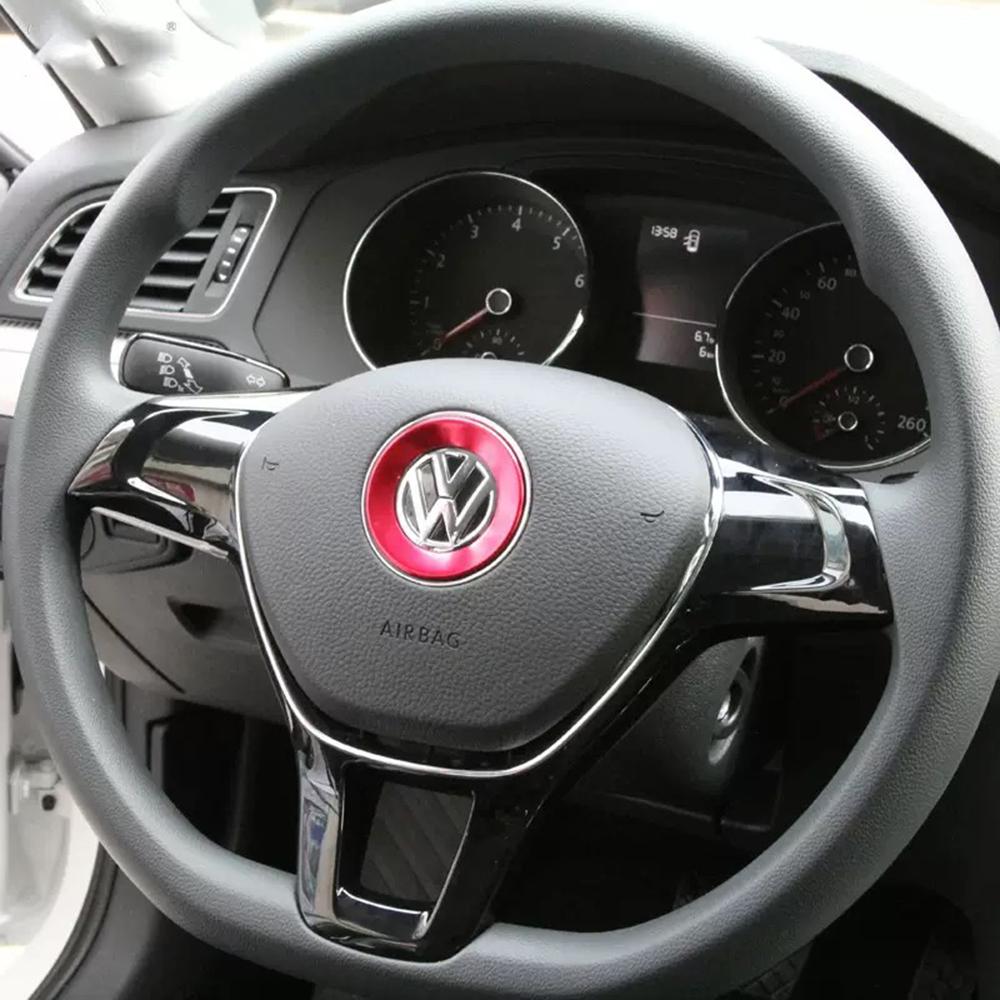 Aluminium Trim Car Steering Wheel Cover Logo Ring For VW Golf 6 7 Polo Tiguan Passat B6 B7 Touran Scirocco Beetle Jetta Caddy CCVA6