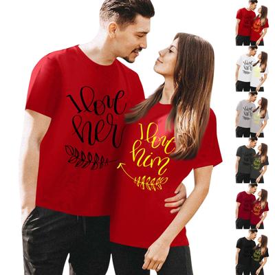 Men's Casual Round Neck Short Sleeve Pullover Valentine's Day Printed T-Shirt
