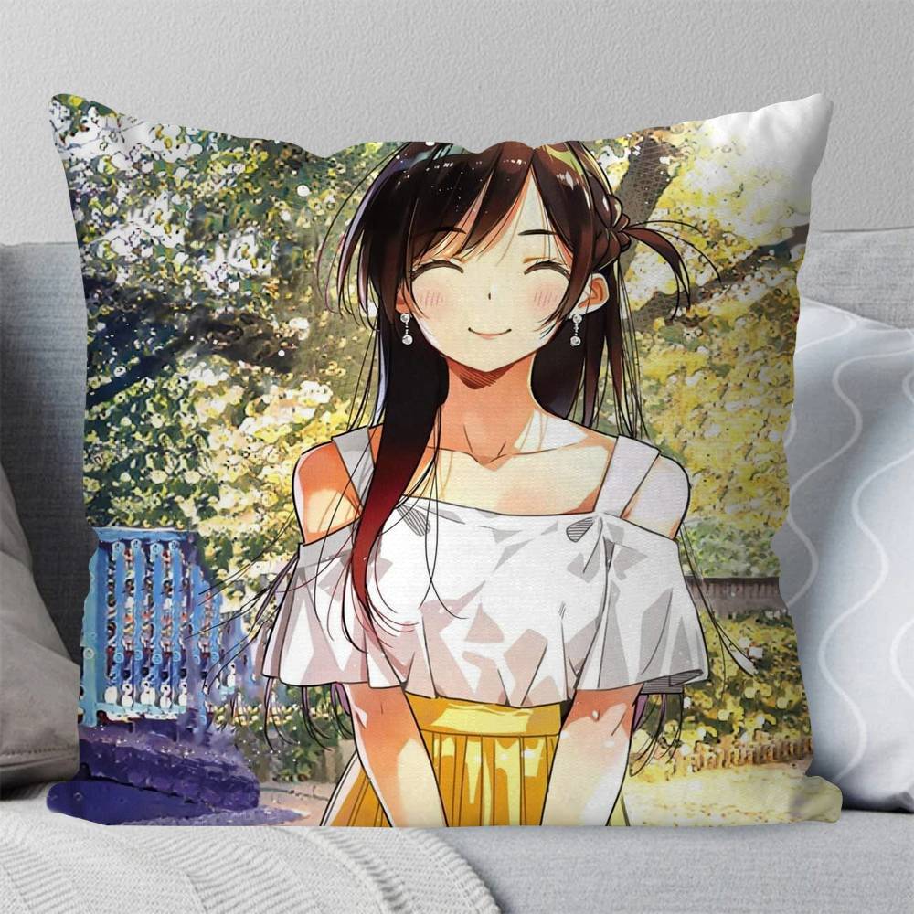 Mizuhara Chizuru Anime RentAGirlfriend Pillow Case Fashion Square Pillowcase Bedroom Sofa Room Ins Decoration Leisure