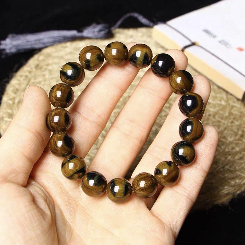 Настоящий буддийский браслет из черного коралла и ивы - 108 бусин