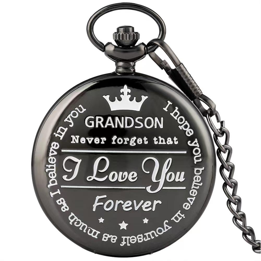 Steampunk Full Hunter Golden/Silver/Black Quartz Analog Alloy To My Daughter Pocket Watches/To My SON Pocket Watches Pendant Chain Roman Number Clock