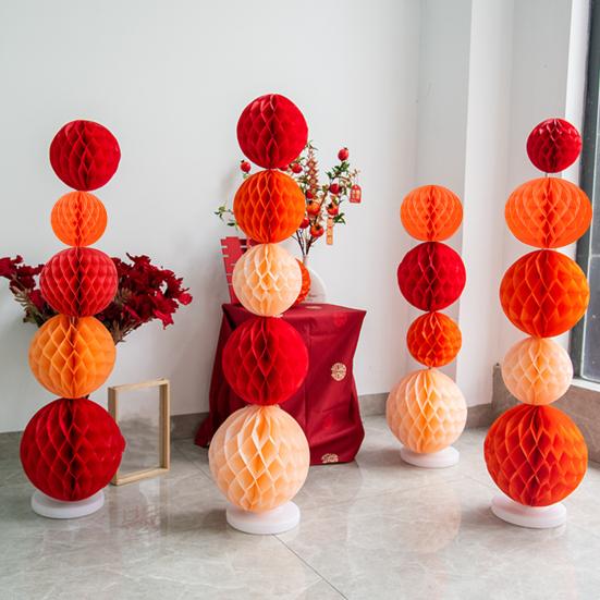 3 Pcs Wedding Decoration Round Hanging Heart Shape Symmetric Paper Prom Decor