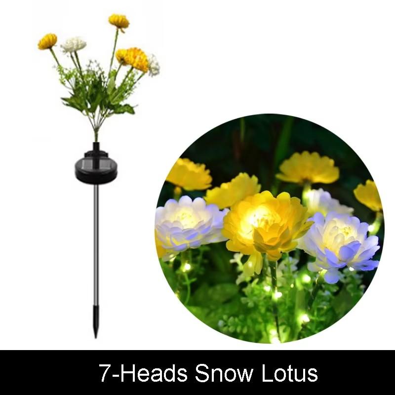 Solar LED Snow Lotus Simulation Flower Lawn Lamp Summer Garden Outdoor Wedding Holiday Home Patio Yard Decoration Party Lights Solar Power белый
