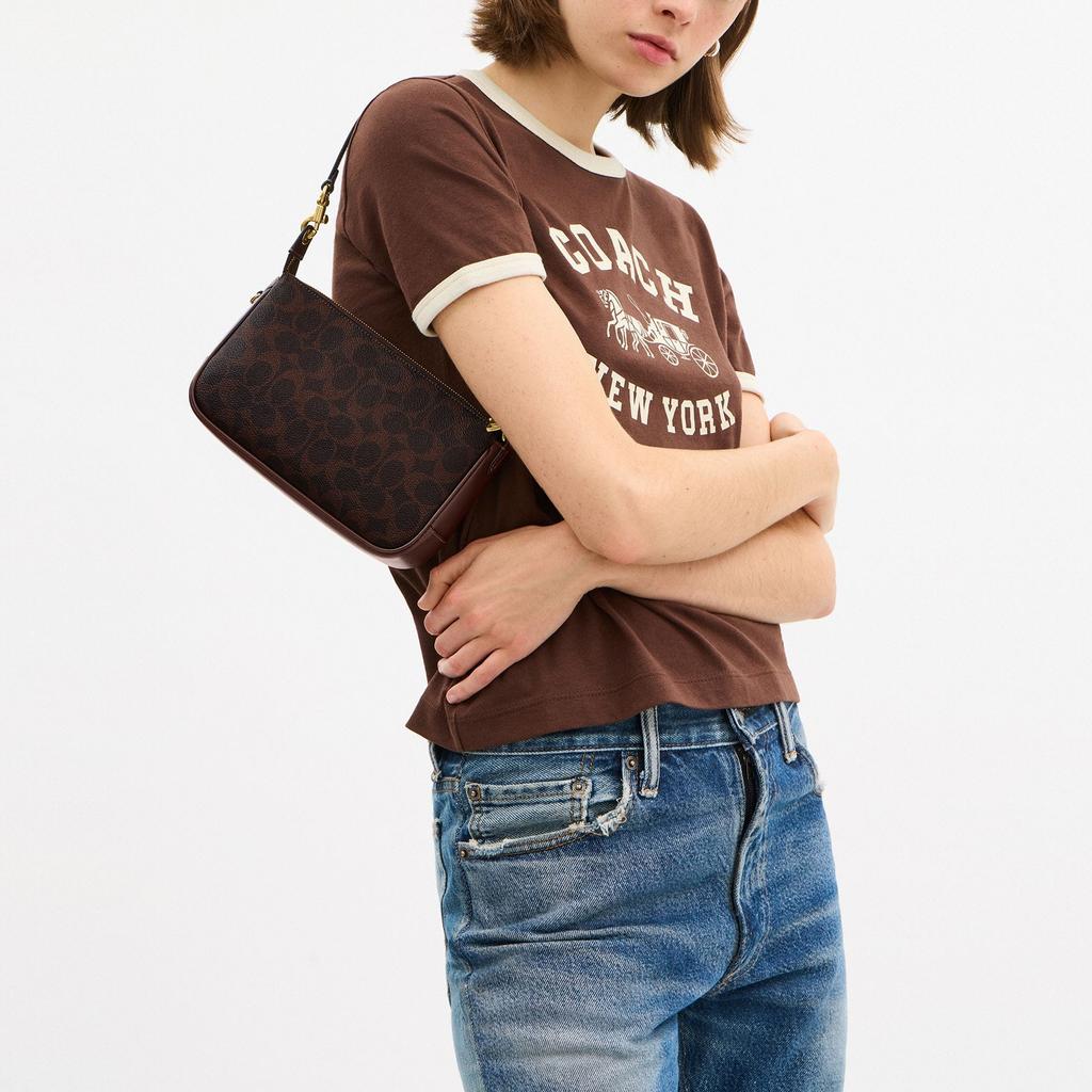 COACH Plaza Artificial Leather With Cow Leather Handbag, Shoulder Bag Small Women's Maple Brown CCC42-B4YDT