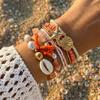 Imitation Pearl Coral Starfish Shell Seed Bead Bracelet Stacking Jewelry Fashion Beach Style Vacation Gift Daily Accessory