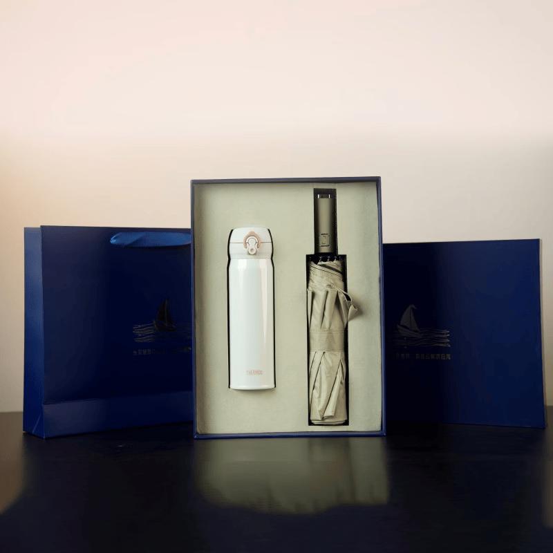 THERMOS JNL-502 500ML Thermos Bottle & Automatic Business Umbrella Set