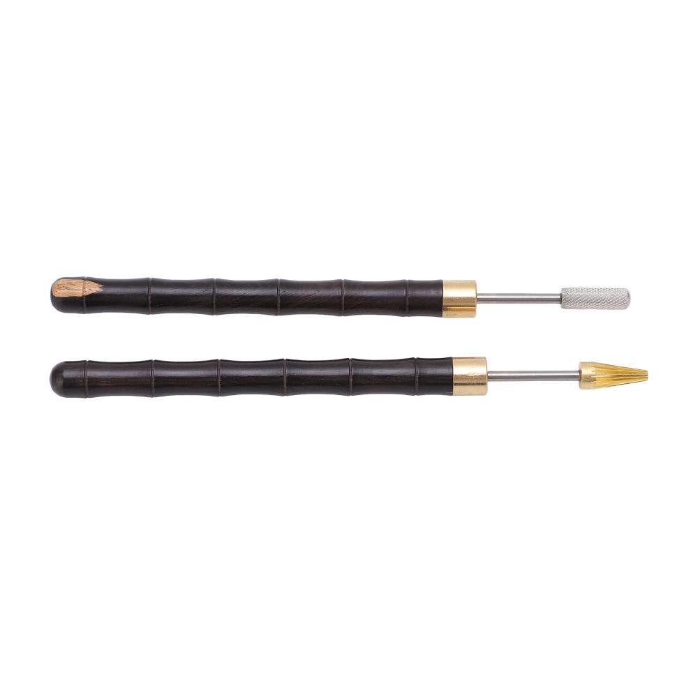 2pcs Sandalwood Handle Leather Edge Printing Tool Leather Edge Oil Pen For DIY Leather Craft