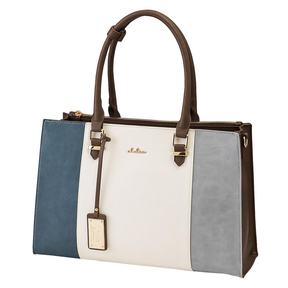 

Tote bag for large A4 shoulder Riberte series [Clelia] women, tricolor, capacity, compatible, 2-way bag, [CL-22772] (Blue Mist)