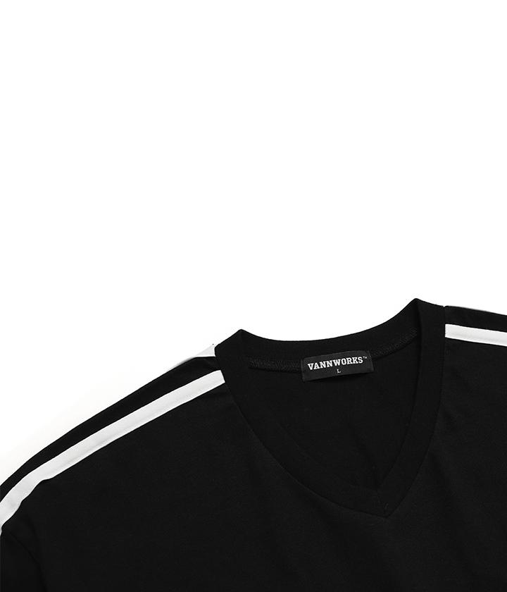 VANNWORKS Sporty Blockcore V-Neck Short Sleeve T-Shirt (Vs0033) Black