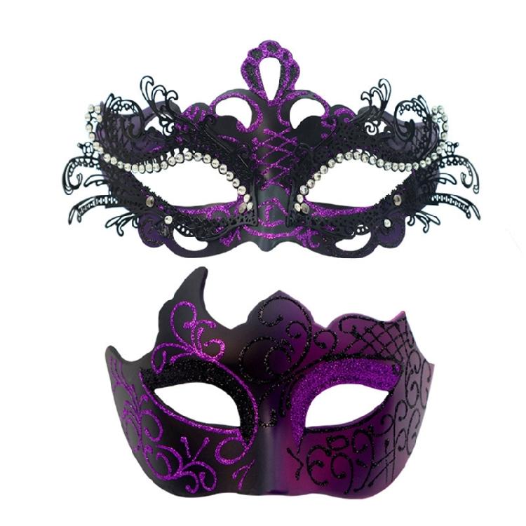 2Pcs Friendly Plastic Couple Masks Venetians Carnival Party Accessories Detailed Carved Design Comfortable Face Mask