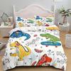 Kids Cartoon Dinosaur Bedding Set KingQueenFull Size Cute Animal World Duvet Cover Orange Yellow Polyester