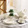 Elegant Vintage English Relief Ceramic Coffee Cup Set With Teapot Dessert Plates Afternoon Tea