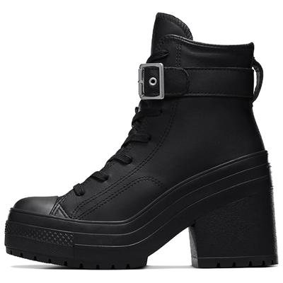Chuck 70 De Luxe Converse Tacón Cuero Alto 'Hebilla - Triple Negro' Mujer A12208C