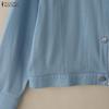 ZANZEA Women Casual Round Neck Loose Long Sleeve Blouse