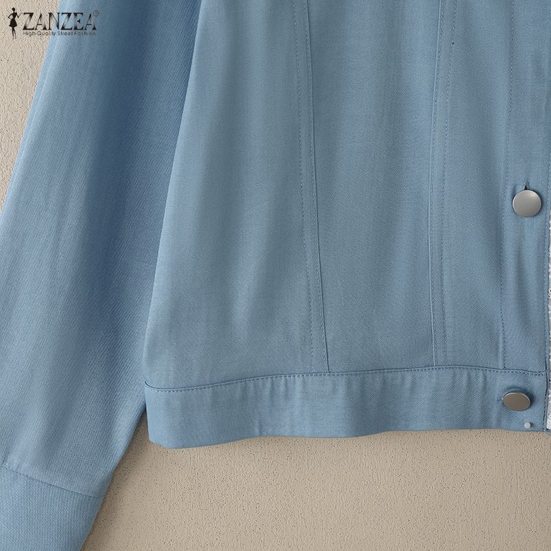 ZANZEA Women Casual Round Neck Loose Long Sleeve Blouse