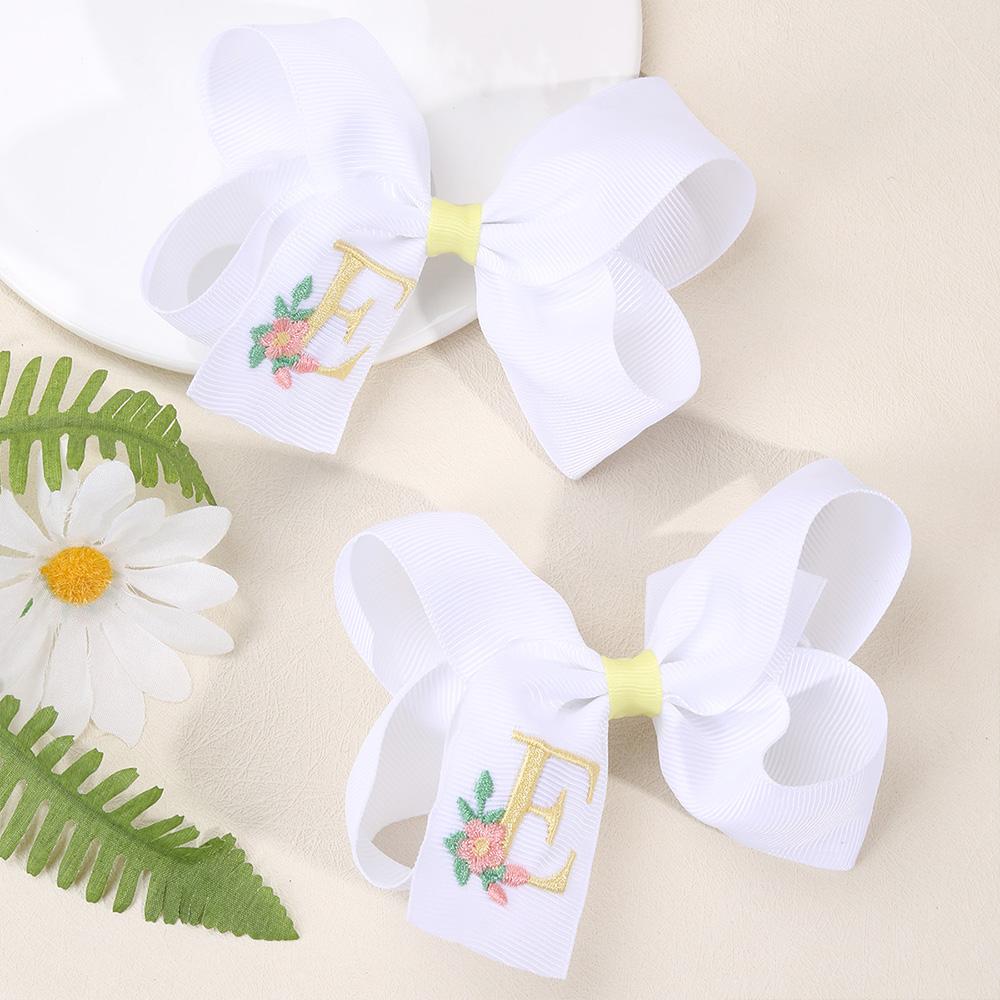 

2 шт. Чисто-белая заколка для волос с буквой для девочки Элегантная ручной работы Алфавит Цветок Вышитая заколка Детские аксессуары для волос Головной убор