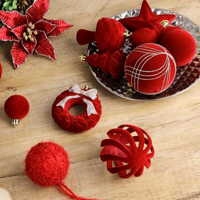 38PCS Luxury Plush Christmas Ball Set Xmas Ball Tree Top Star Bow Flower Combination Santa Tree Decor Set Christmas Home Decor