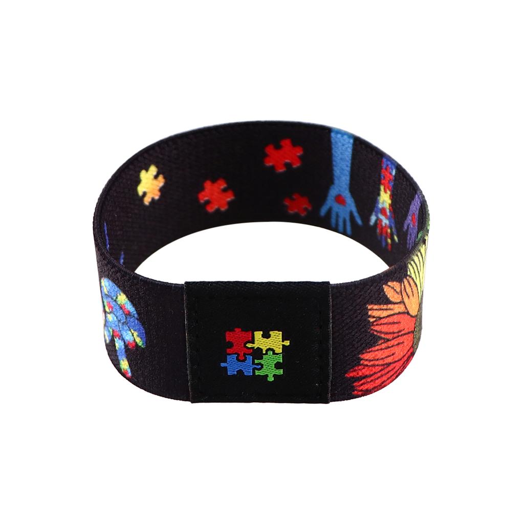 Autism Awareness Puzzle Men Women Stretch Wristband Bracelet Colorful Wide Band Bangles Armband Fashion Accessories Gifts