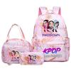 KPOP Demon Hunter Girls Backpack Lunch Bag Pencil Case Set Student Anime Fashion Schoolbag Pencil Case Bento