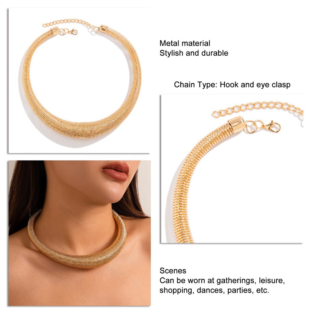Women Snake Chain Necklace Geometric Jewelry Shiny Hook Eye Clasp Snake Chain Collar for Party