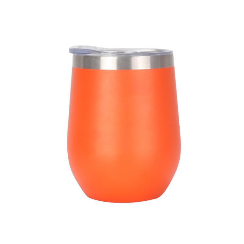 Custom 12oz Stainless Steel Double Layer Eggshell Insulated Vacuum Thermos Coffee Cup Outdoor Mini Egg Shaped Cup Mug with Lid