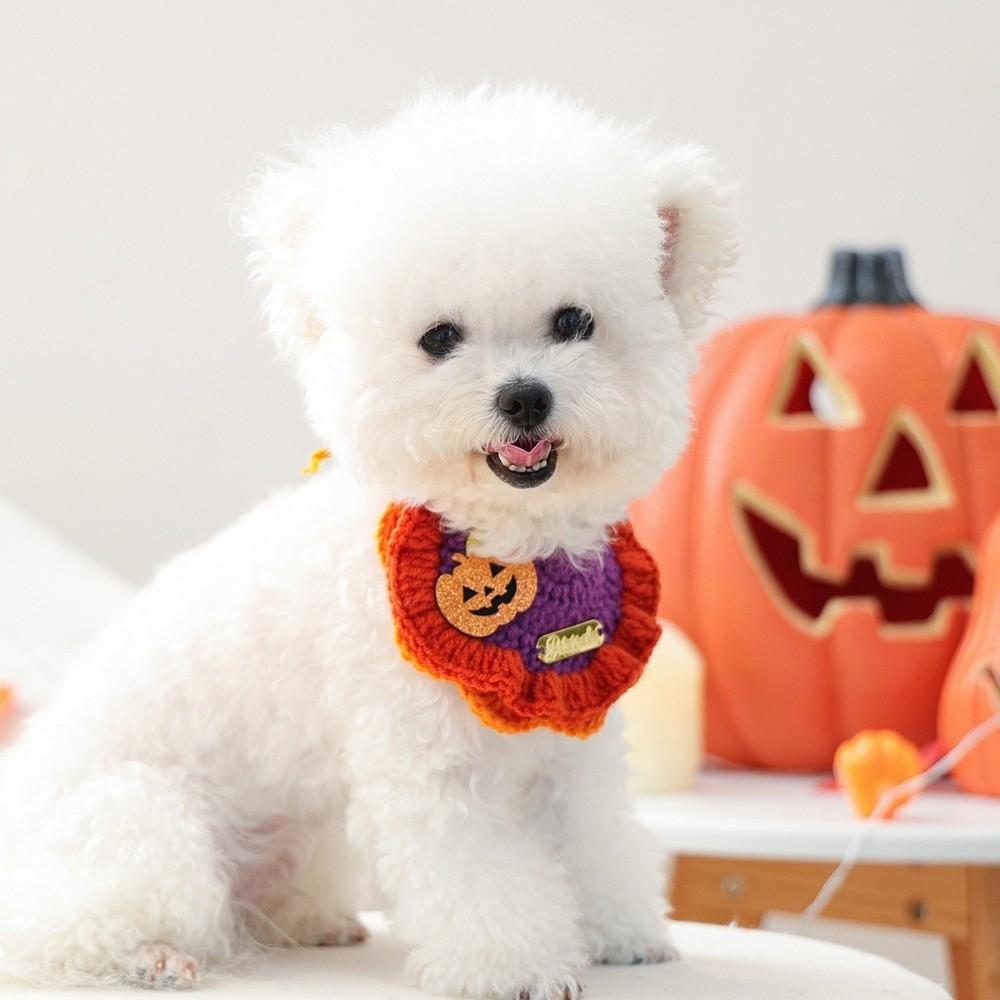 Washable Pet Bib Breathable Puppy Collar Cute Cat Knitted Scarf for Puppy Supplies