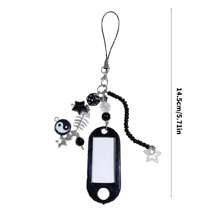 1Pc/2Pcs TaiChi Beaded Keychain Photo Locket Plastic Jewelry Accessory Lightweight Design Bag Hanging Decoration