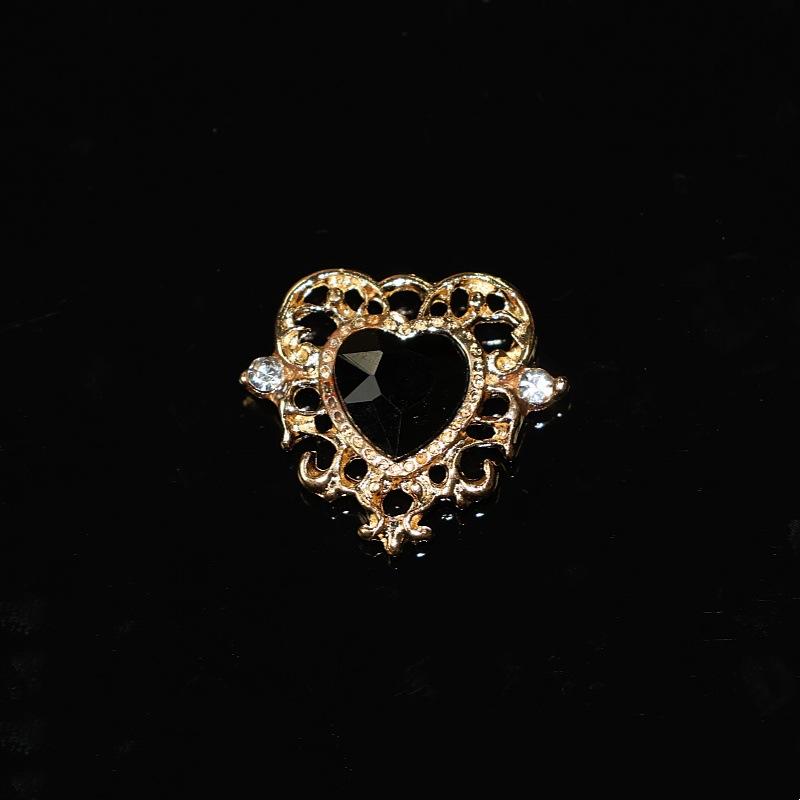10Pcs Fashion Vintage Hollow Lace Crystal Peach Heart Love Accessories Baroque Alloy Accessories DIY Handmade Materials