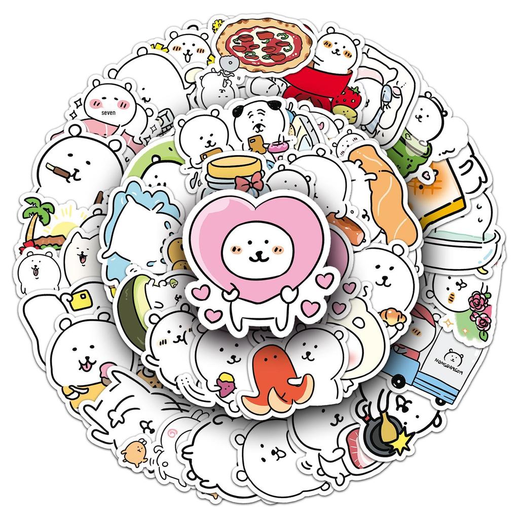 50 Cute Chiiikawa Bear Stickers: Self-Deprecating, Waterproof, Decorative for Cups & Phones