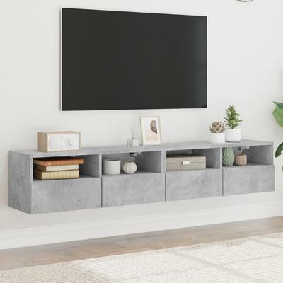 Vidaxl Wall-Mounted TV Cabinets, 2 Pcs., Concrete Grey, 80X30X30 Cm